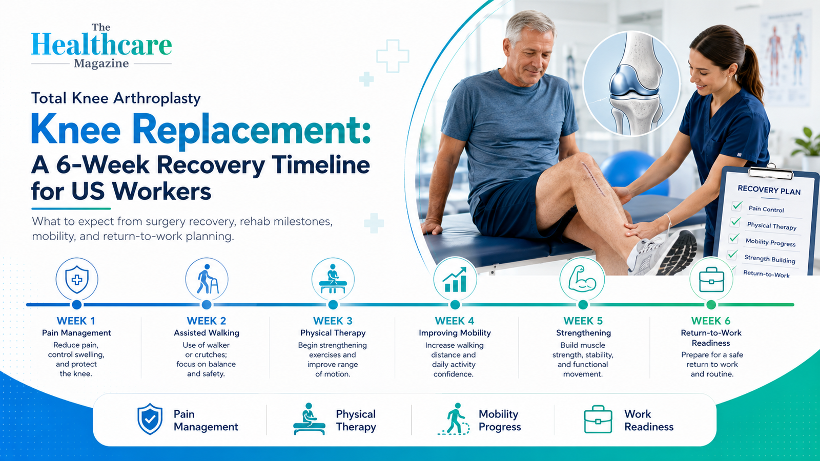 Total Knee Arthroplasty (Knee Replacement): A 6-Week Recovery Timeline for US Workers